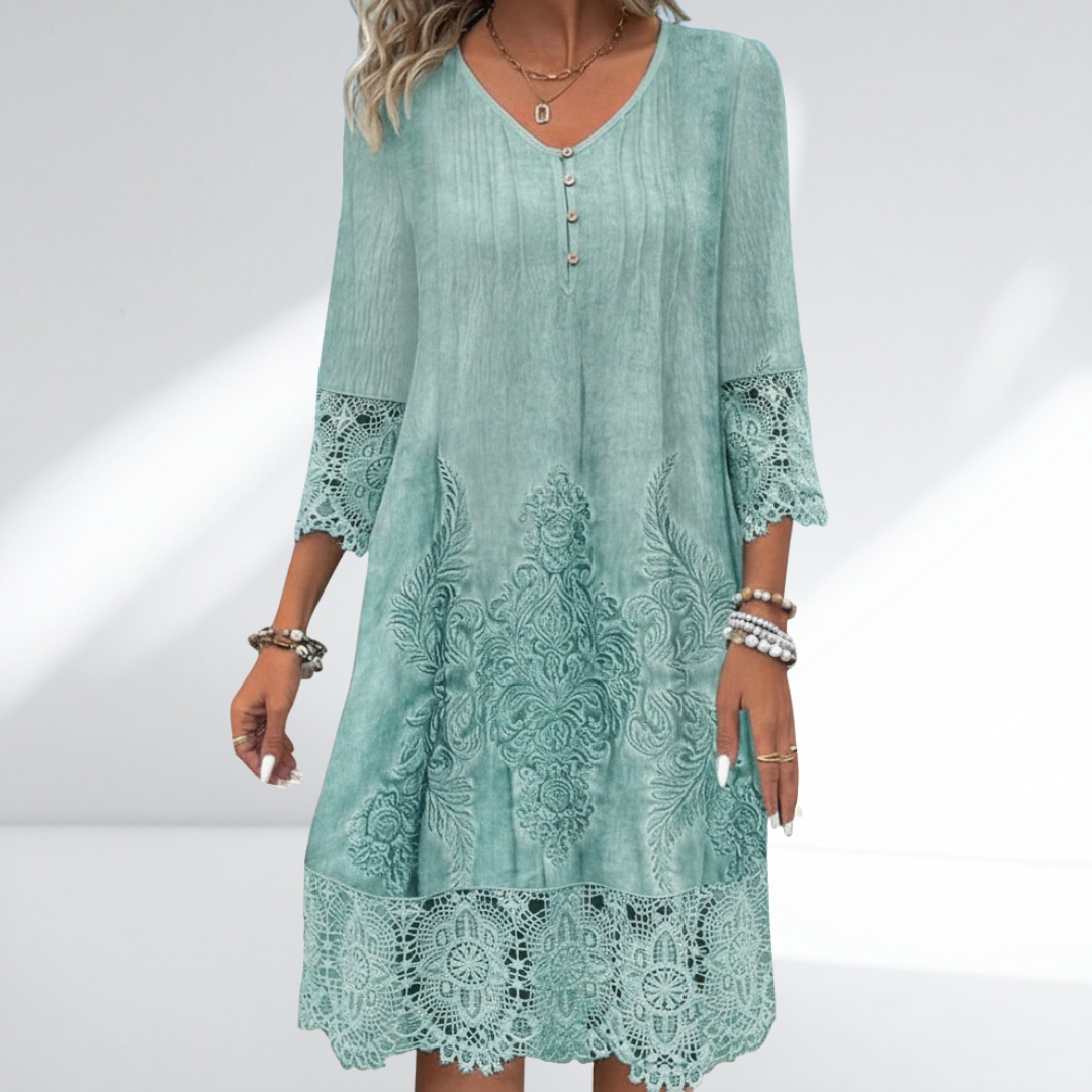 Linda | Women's V-Neck A-Line Midi Dress for Stylish Elegance-Omni Prime Goods