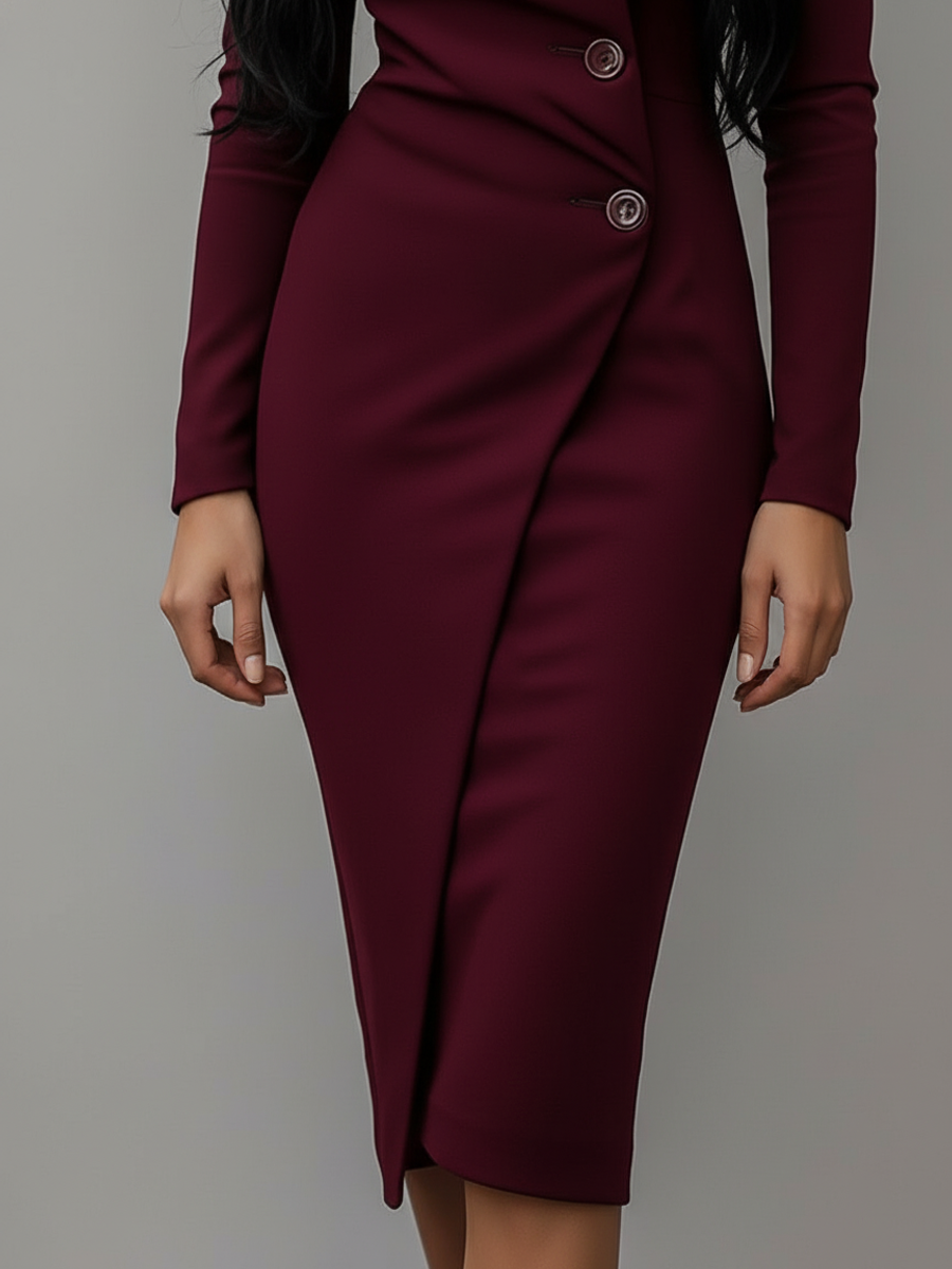 Sophia | Women's Long Sleeve Wrap Midi Dress