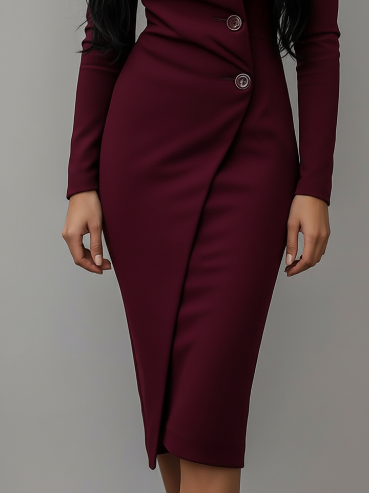 Sophia | Women's Long Sleeve Wrap Midi Dress