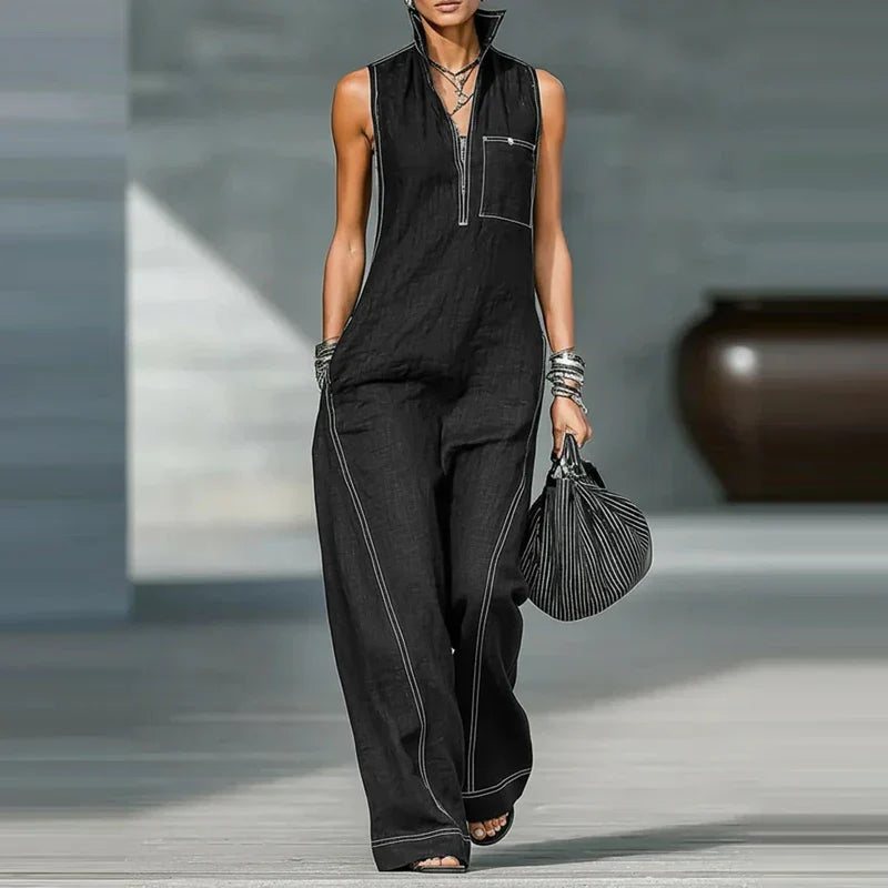 Lorane | Women's Sleeveless Wide Leg Jumpsuit-Omni Prime Goods