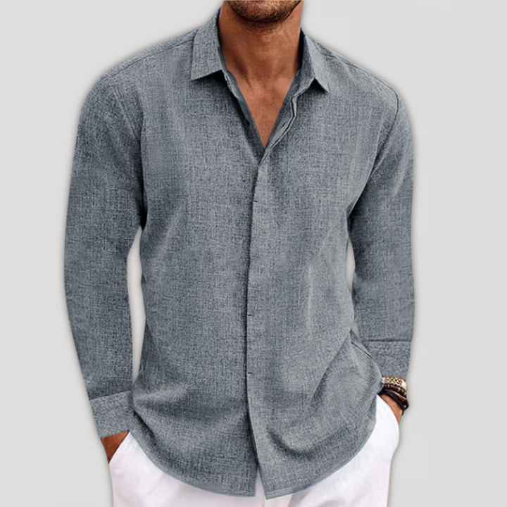Lorino | Men's Casual Long-Sleeve Linen Shirt-Omni Prime Goods