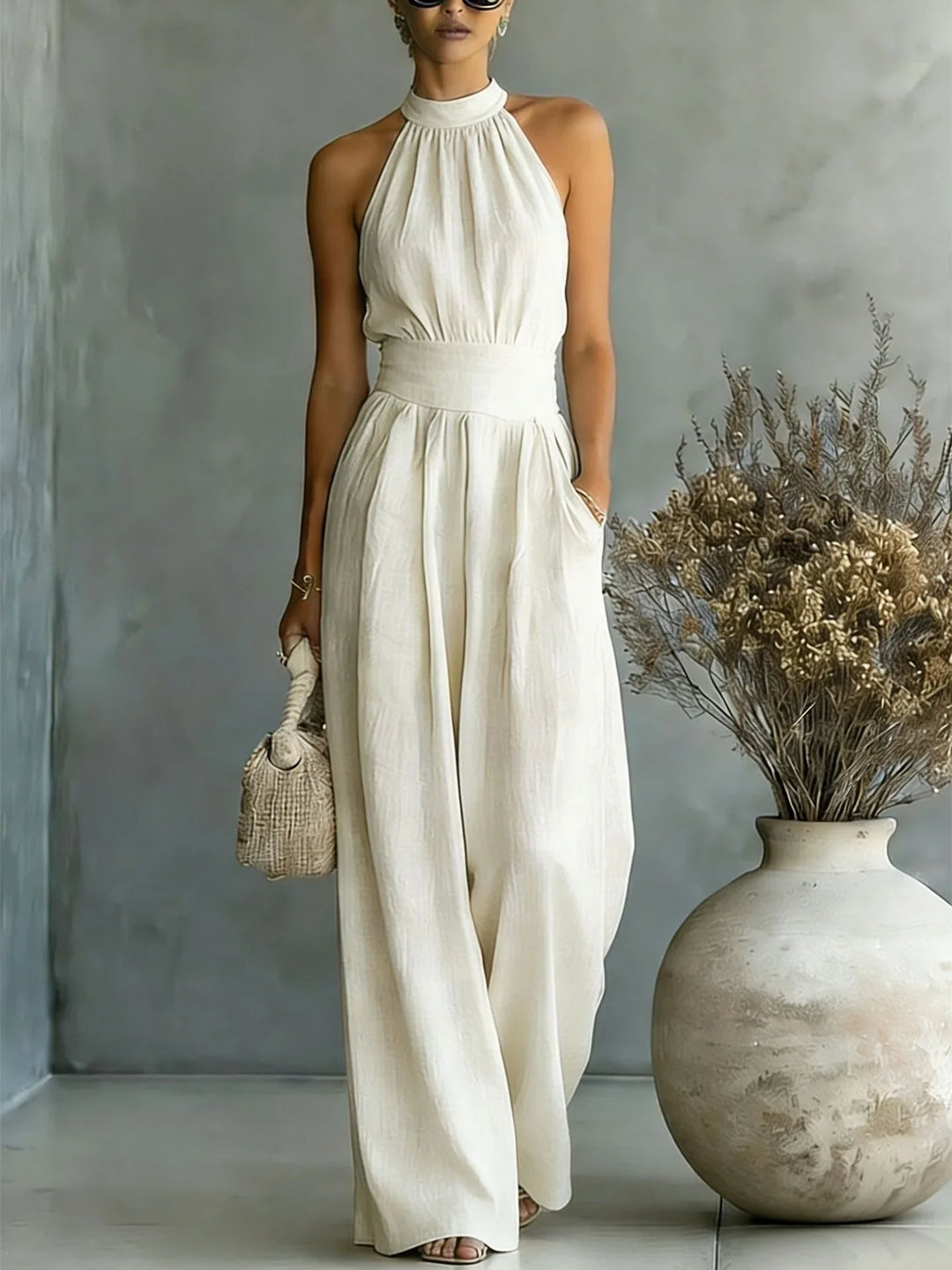 Madison | Women's Halter Wide Leg Jumpsuit-Omni Prime Goods