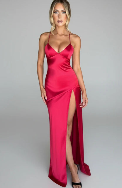 Madison | Women's Slit Spaghetti Strap Maxi Dress-Omni Prime Goods
