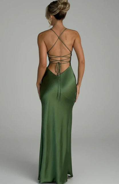 Madison | Women's Slit Spaghetti Strap Maxi Dress-Omni Prime Goods