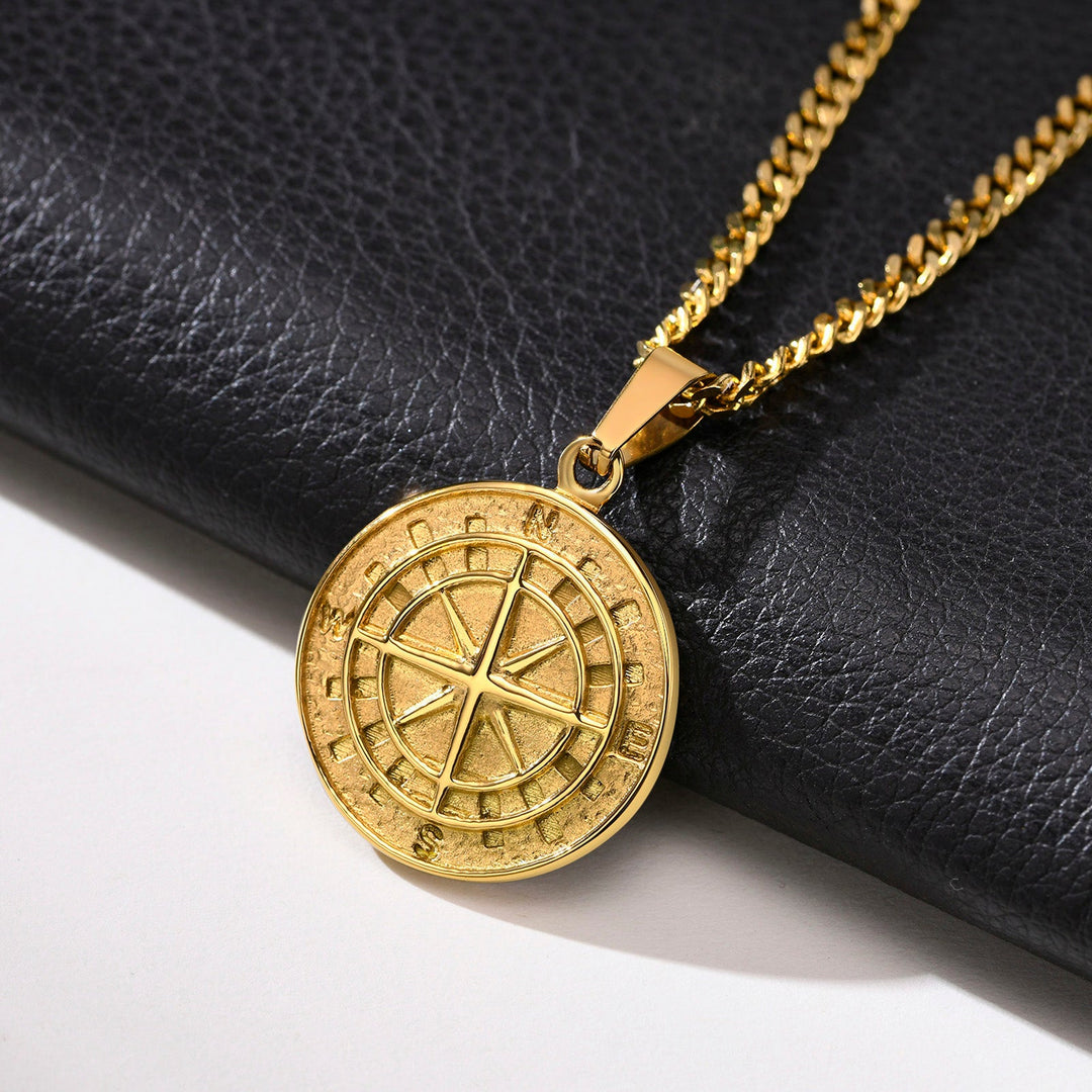 Stylish Steel Compass Pendant Necklace for Adventurers
