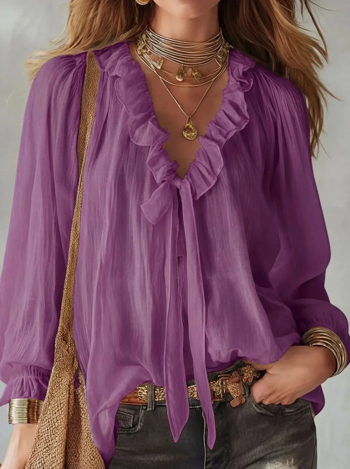 Maribel | Women's Lace Up Long Sleeve Top-Omni Prime Goods