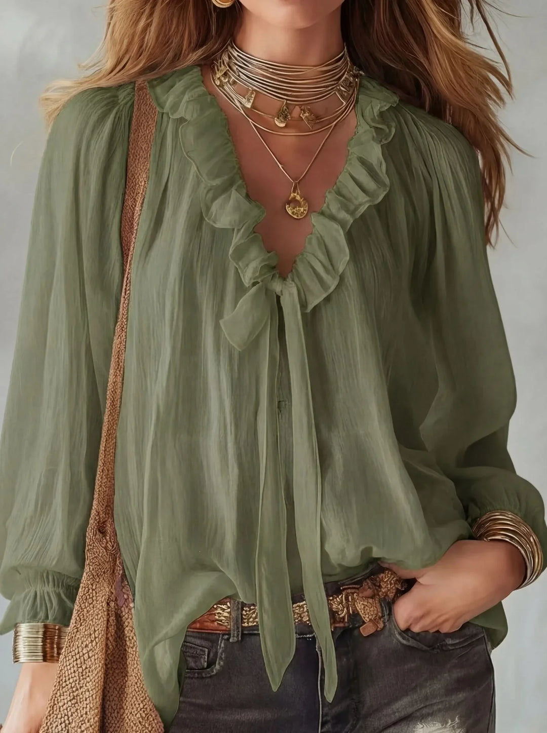 Maribel | Women's Lace Up Long Sleeve Top-Omni Prime Goods