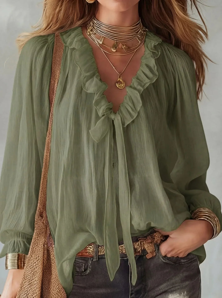 Maribel | Women's Lace Up Long Sleeve Top-Omni Prime Goods