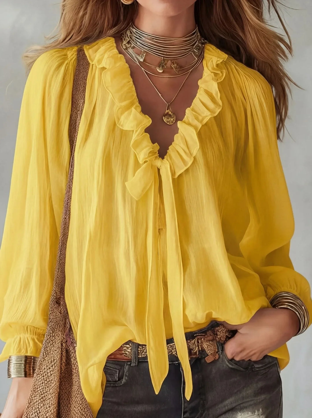 Maribel | Women's Lace Up Long Sleeve Top-Omni Prime Goods