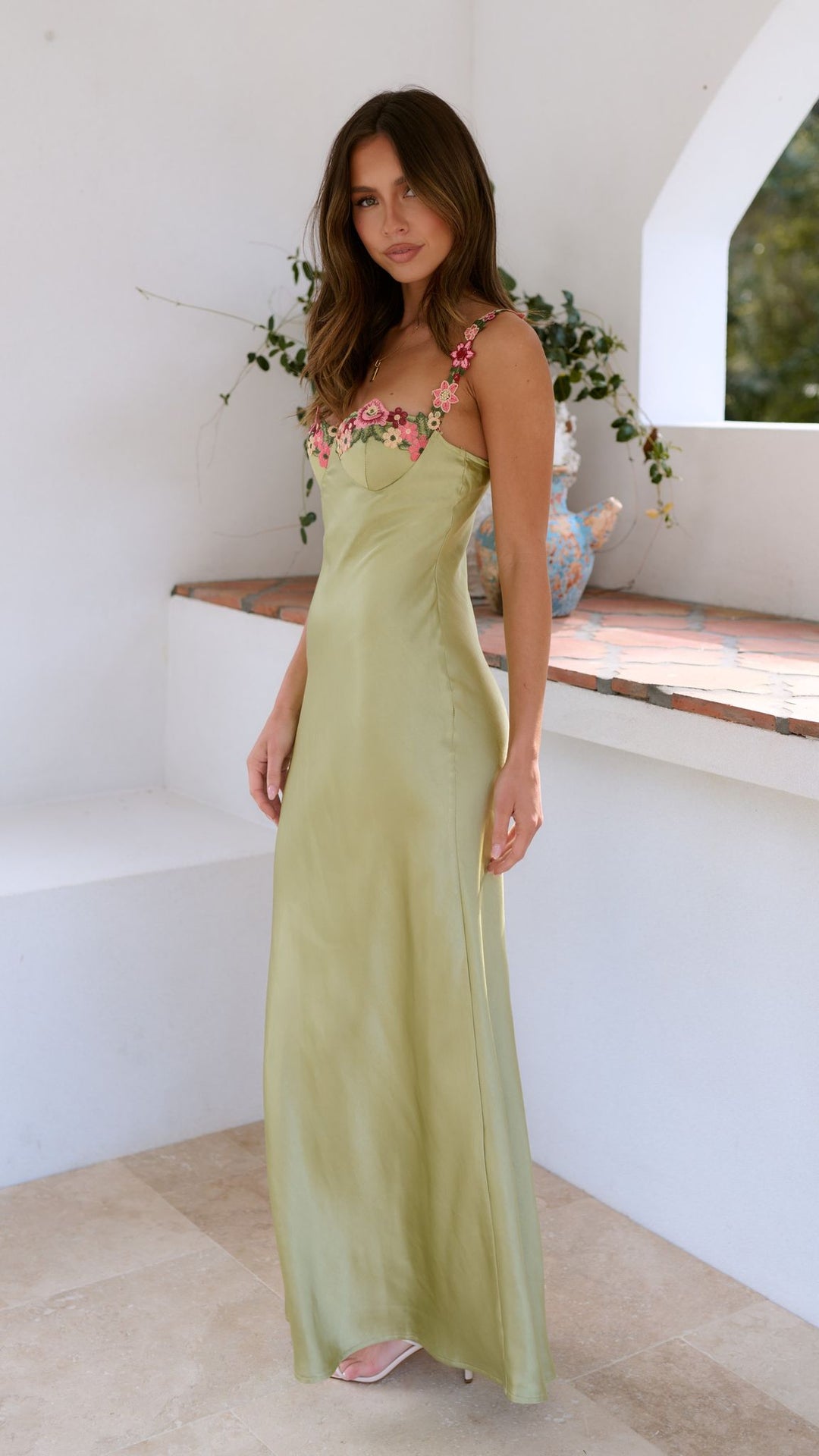 Maribella | Women's Maxi Dress with Floral Embroidery