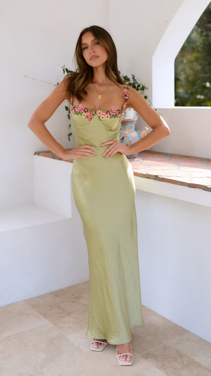 Maribella | Women's Maxi Dress with Floral Embroidery