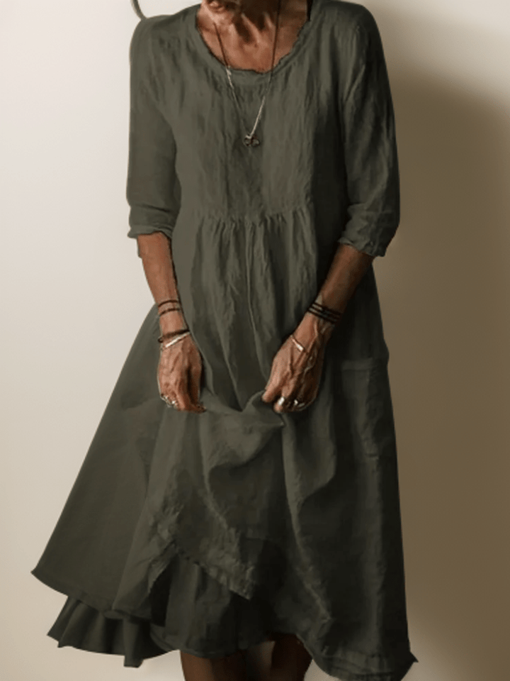 Marina | Women's Tiered A-Line Midi Dress-Omni Prime Goods