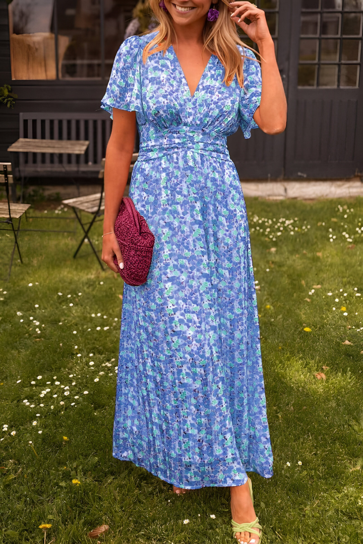 Marina | Women's Floral Maxi Dress V-Neck Design
