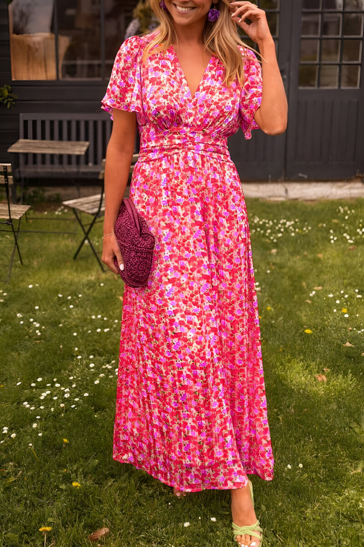 Marina | Women's Floral Maxi Dress V-Neck Design