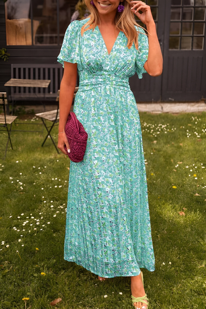 Marina | Women's Floral Maxi Dress V-Neck Design