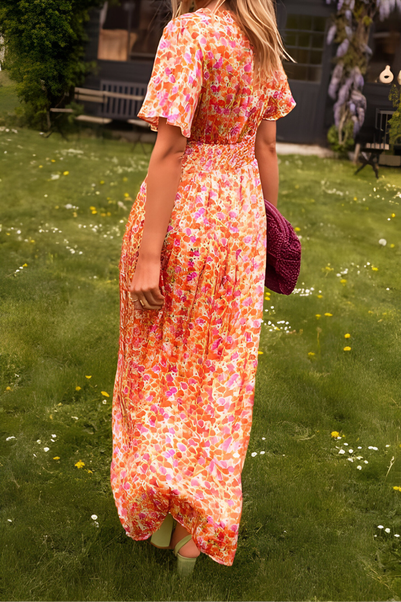 Marina | Women's Floral Maxi Dress V-Neck Design