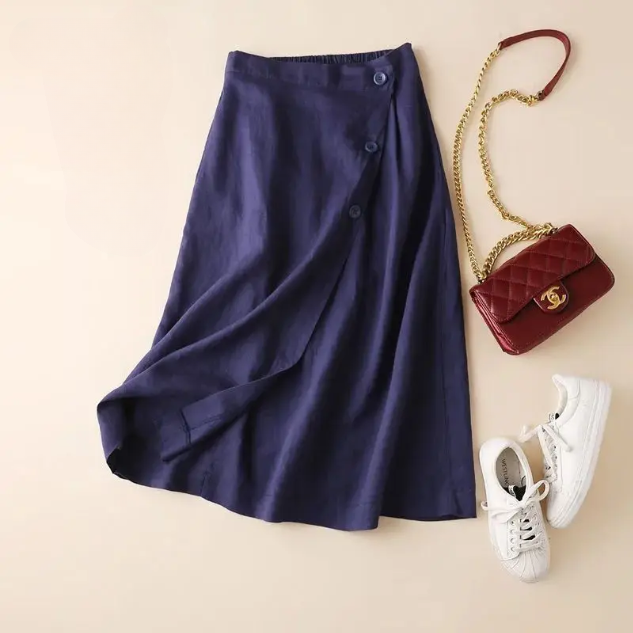 Melissa | Women's A-Line Linen Skirt-Omni Prime Goods
