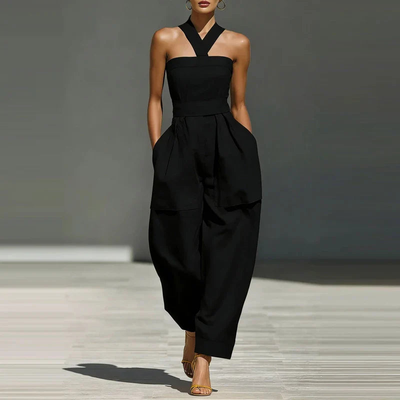 Melissa | Women's Draped Halter Jumpsuit-Omni Prime Goods