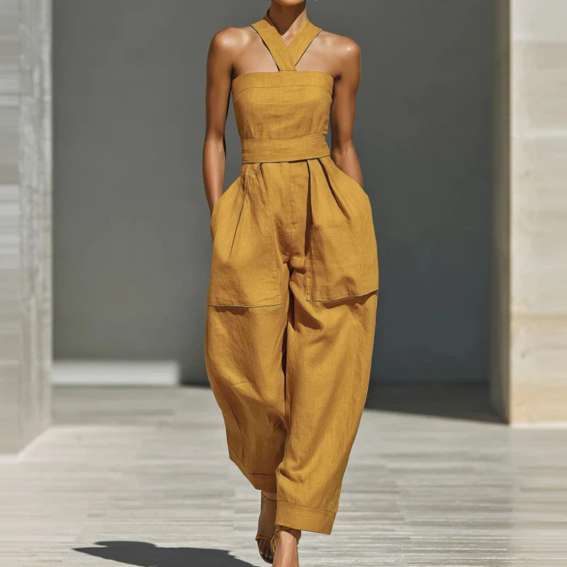 Melissa | Women's Draped Halter Jumpsuit-Omni Prime Goods