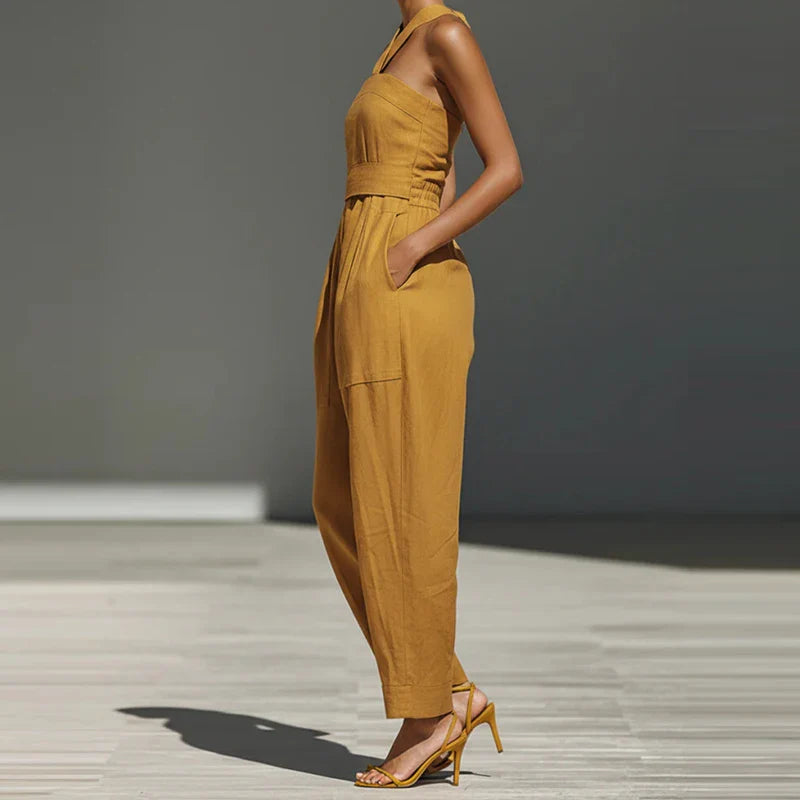 Melissa | Women's Draped Halter Jumpsuit-Omni Prime Goods