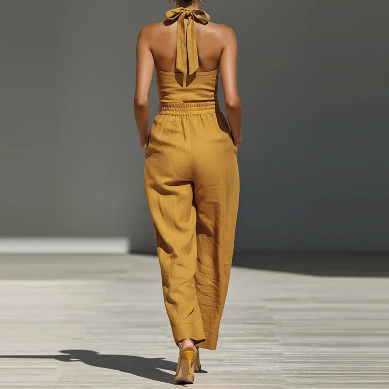 Melissa | Women's Draped Halter Jumpsuit-Omni Prime Goods