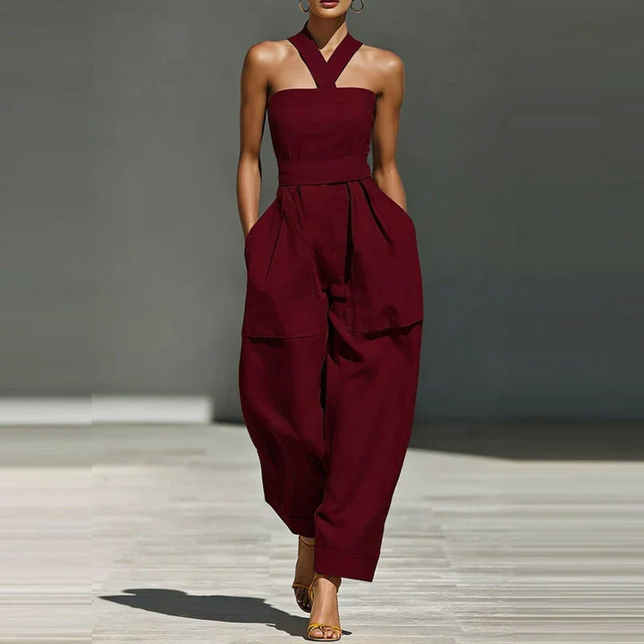 Melissa | Women's Draped Halter Jumpsuit-Omni Prime Goods