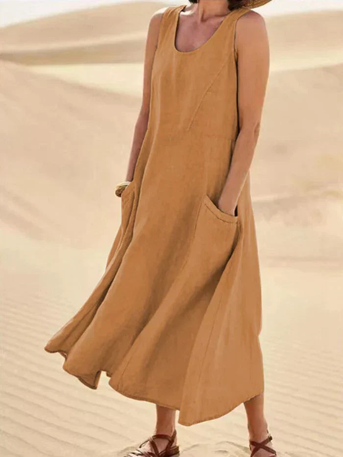 Melody | Women's 100% Linen A-Line Dress