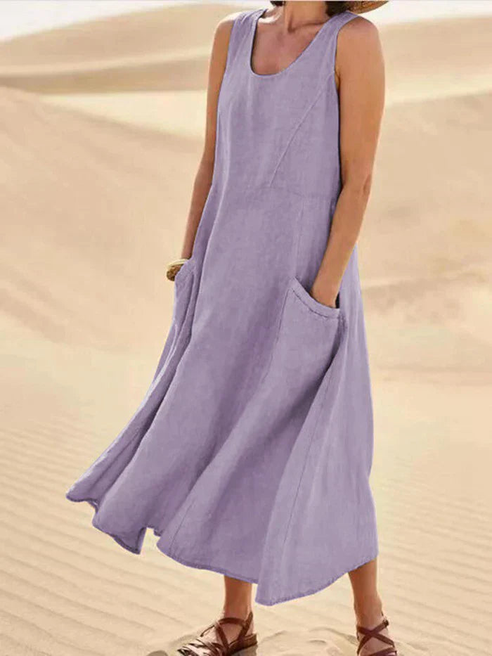 Melody | Women's 100% Linen A-Line Dress