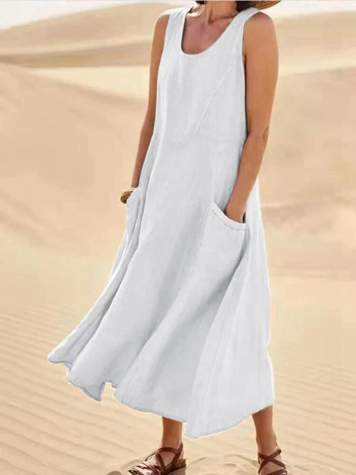 Melody | Women's 100% Linen A-Line Dress