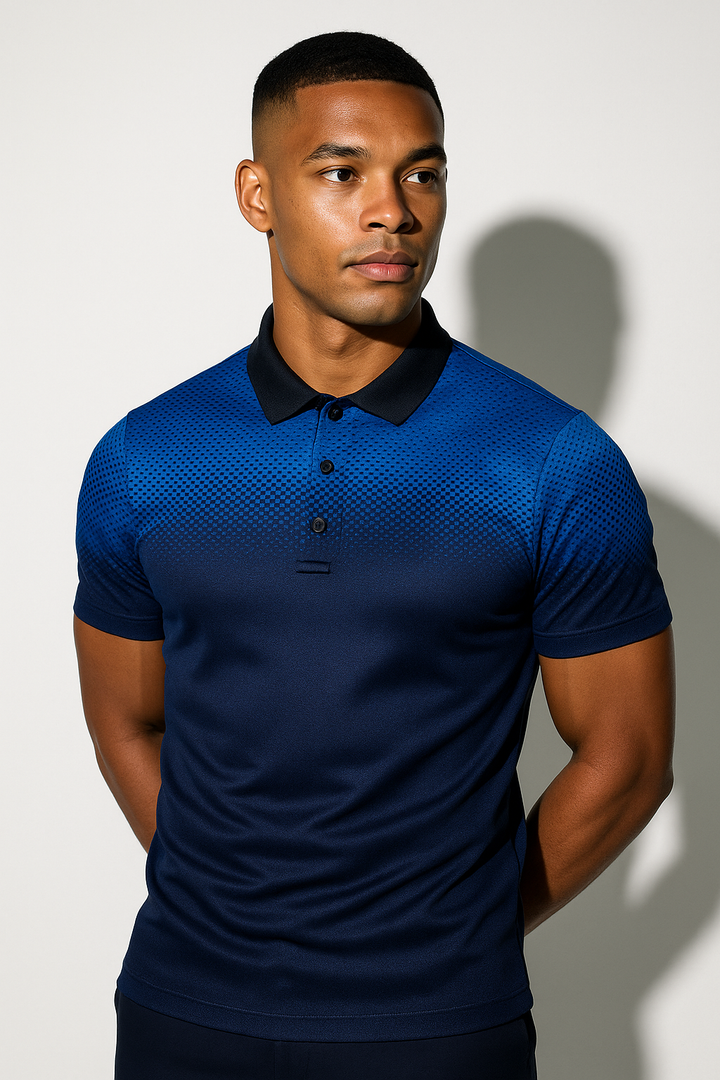 Men's Sport-Inspired Gradient Polo Shirt for Casual Wear