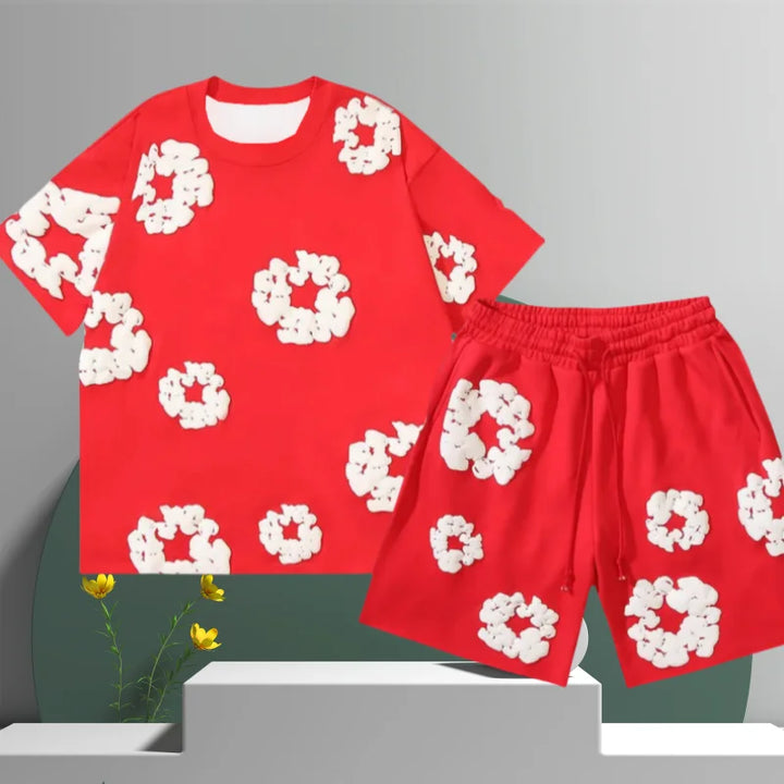 Men's 3D Floral Shorts Set – Premium Cotton Casual Summer Outfit-Omni Prime Goods