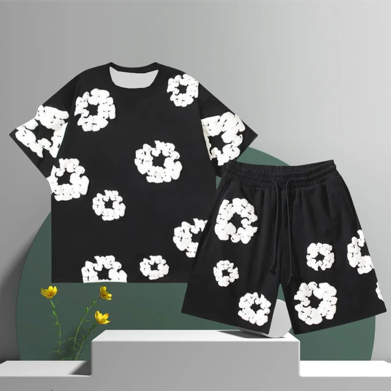 Men's 3D Floral Shorts Set – Premium Cotton Casual Summer Outfit-Omni Prime Goods