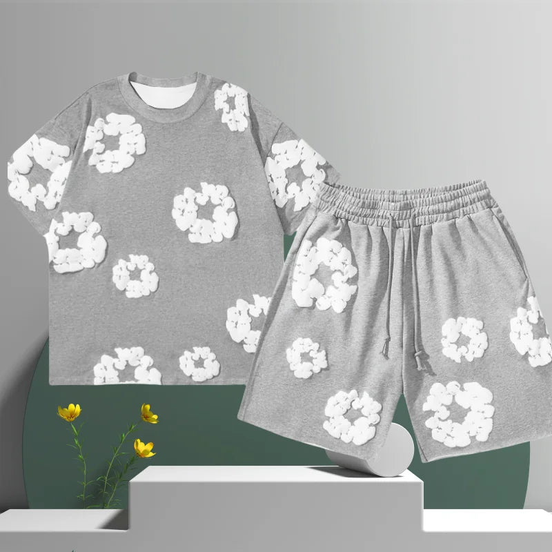 Men's 3D Floral Shorts Set – Premium Cotton Casual Summer Outfit-Omni Prime Goods