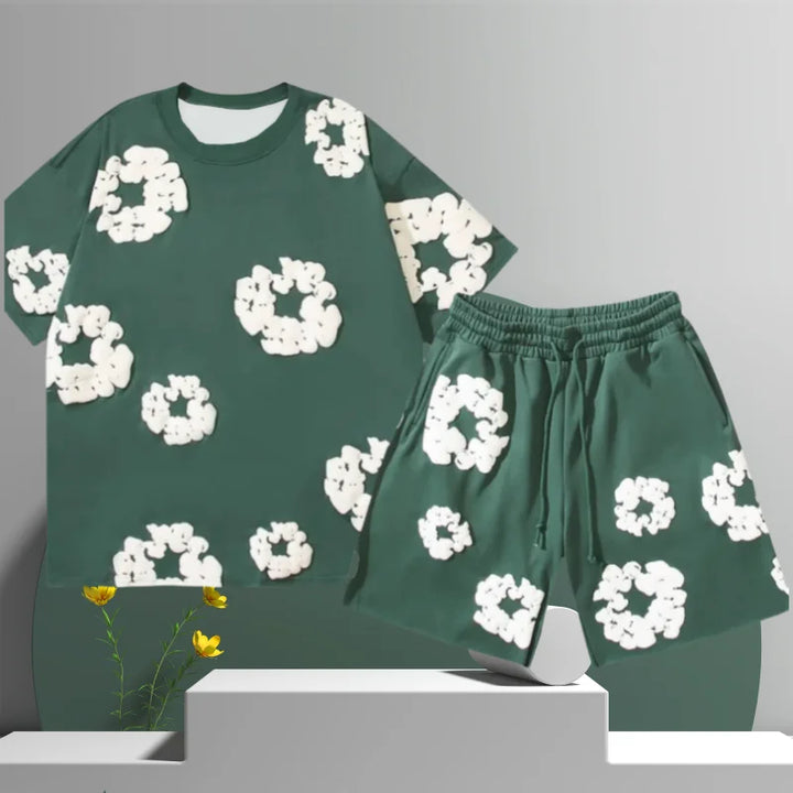 Men's 3D Floral Shorts Set – Premium Cotton Casual Summer Outfit-Omni Prime Goods