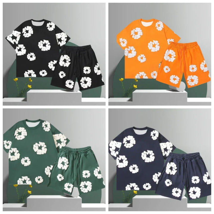 Men's 3D Floral Shorts Set – Premium Cotton Casual Summer Outfit-Omni Prime Goods