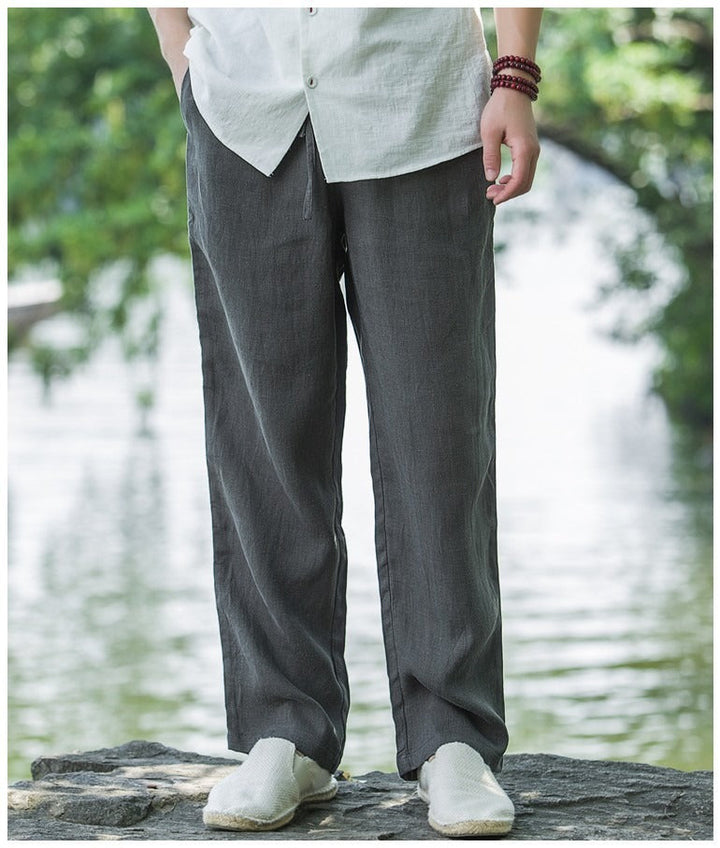 Men's Breathable Linen Pants - Loose Fit Casual Summer Trousers-Omni Prime Goods
