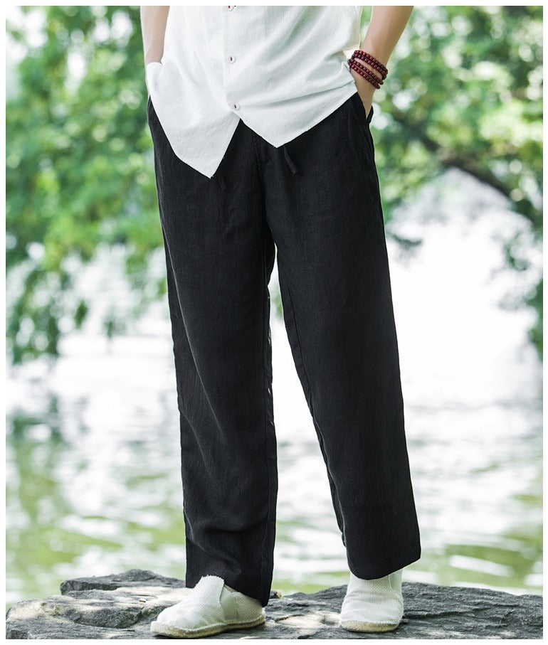 Men's Breathable Linen Pants - Loose Fit Casual Summer Trousers-Omni Prime Goods
