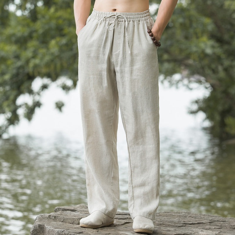 Men's Breathable Linen Pants - Loose Fit Casual Summer Trousers-Omni Prime Goods