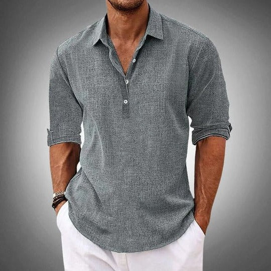 Men's Casual Linen Polo Shirt-Omni Prime Goods