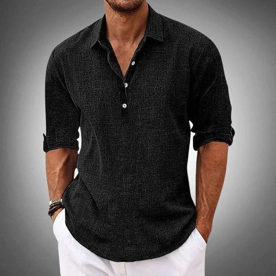 Men's Casual Linen Polo Shirt-Omni Prime Goods