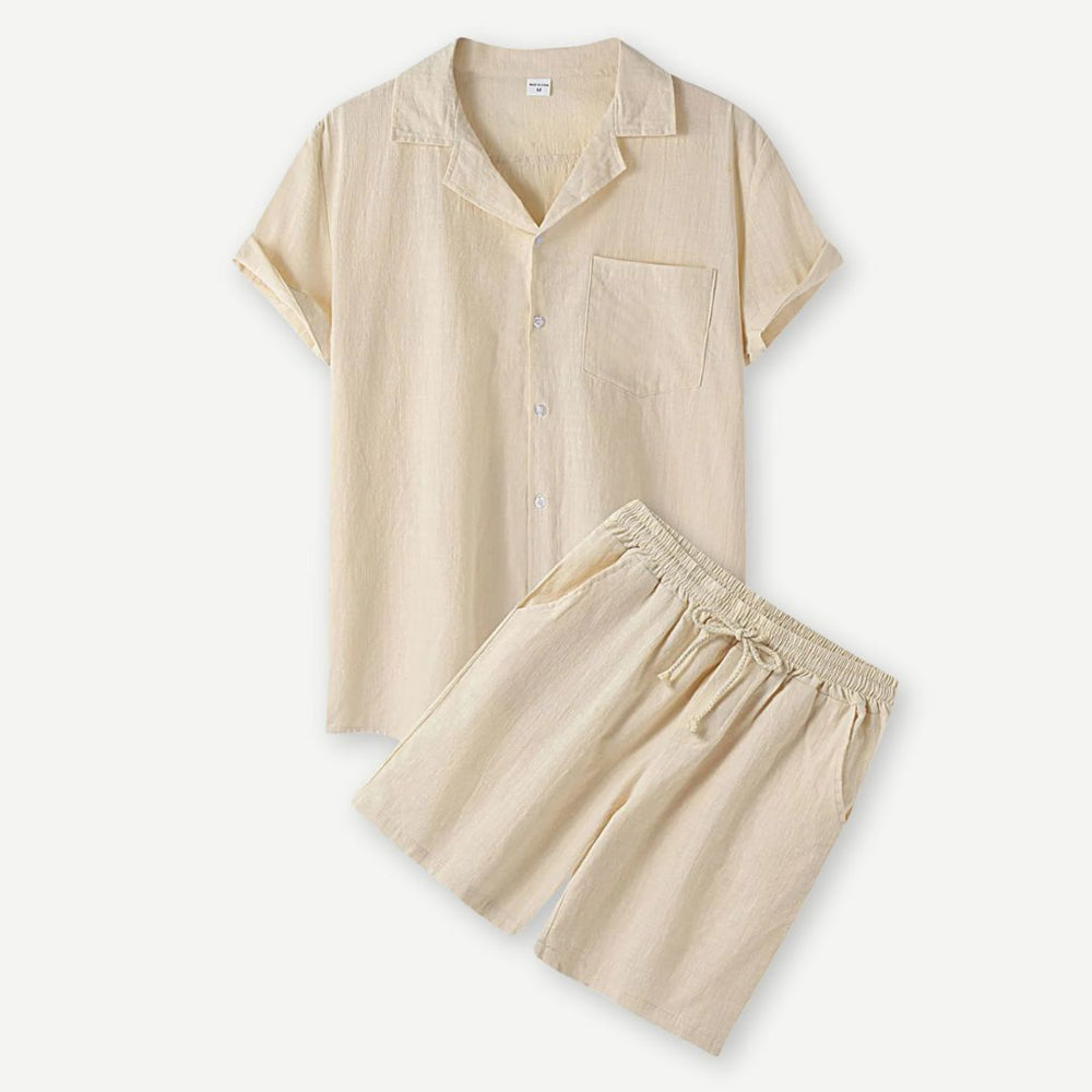 Men's Casual Linen Shirt and Shorts Set - Lightweight Summer Outfit-Omni Prime Goods
