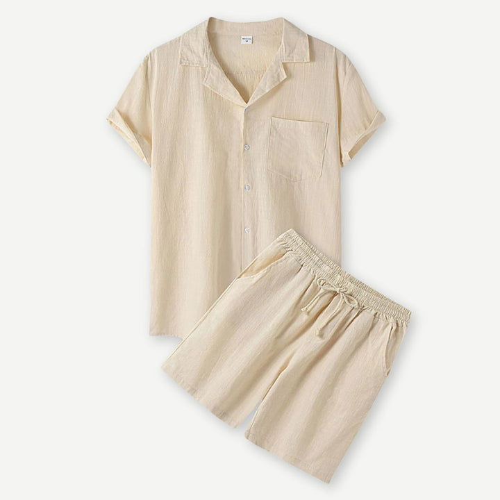 Men's Casual Linen Shirt and Shorts Set - Lightweight Summer Outfit-Omni Prime Goods