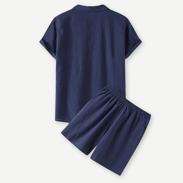 Men's Casual Linen Shirt and Shorts Set - Lightweight Summer Outfit-Omni Prime Goods
