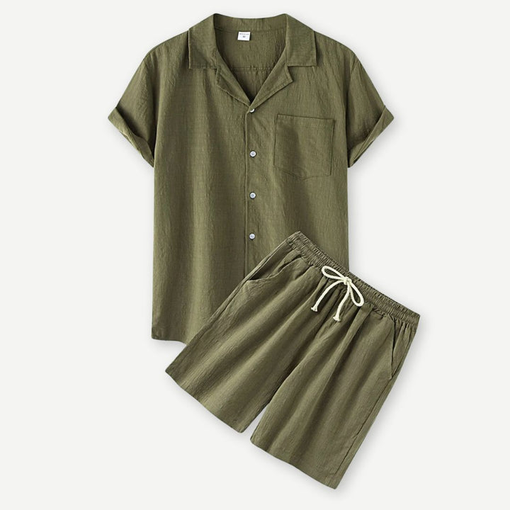 Men's Casual Linen Shirt and Shorts Set - Lightweight Summer Outfit-Omni Prime Goods