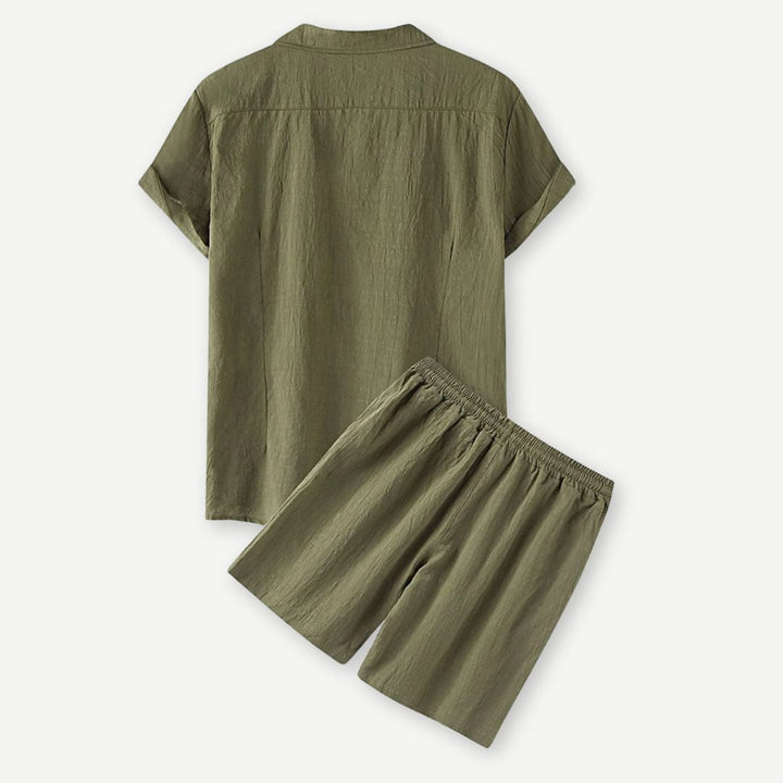 Men's Casual Linen Shirt and Shorts Set - Lightweight Summer Outfit-Omni Prime Goods