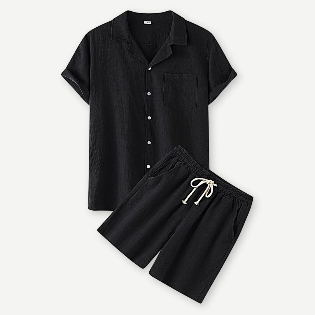 Men's Casual Linen Shirt and Shorts Set - Lightweight Summer Outfit-Omni Prime Goods