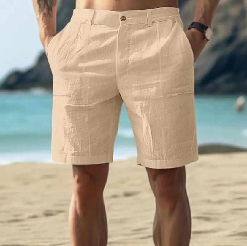 Men's Casual Linen Summer Shorts-Omni Prime Goods