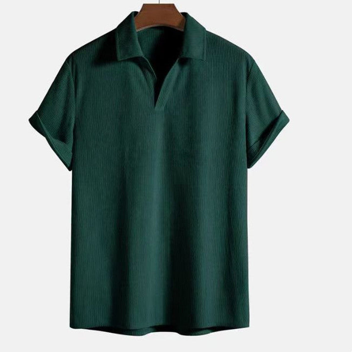 Men's Casual Slim Fit Ribbed Polo Shirt - Short Sleeve Summer Top-Omni Prime Goods