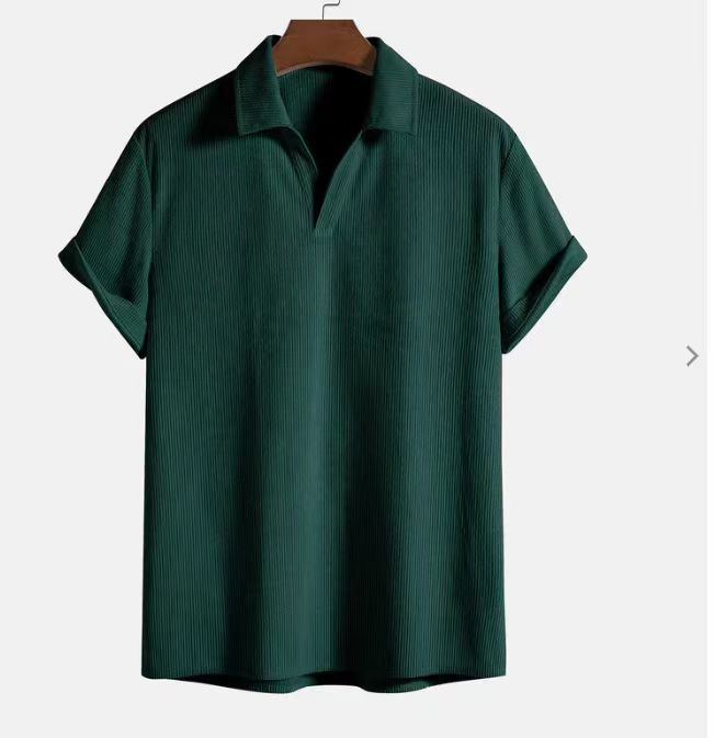 Men's Casual Slim Fit Ribbed Polo Shirt - Short Sleeve Summer Top-Omni Prime Goods
