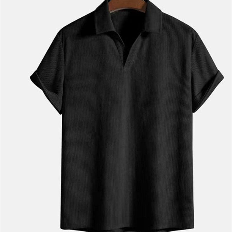Men's Casual Slim Fit Ribbed Polo Shirt - Short Sleeve Summer Top-Omni Prime Goods